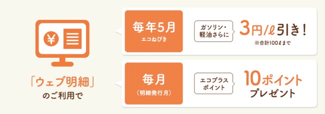 Web明細登録で毎年5月に3円引き＆ポイント獲得説明画像