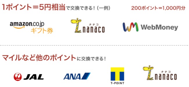 交換可能なポイント先説明画像