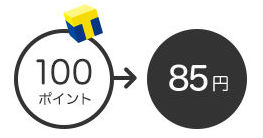 100ポイント＝85円で現金化説明画像