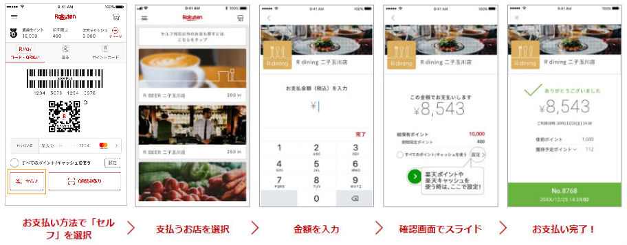 楽天ペイセルフ決済方法説明画像