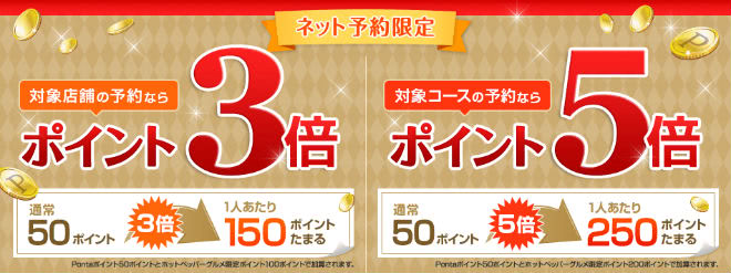 ホットペッパーグルメでPontaポイント3～5倍貯まる店舗紹介画像