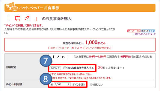 お食事券購入手順説明③