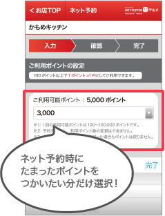 使いたいポイント数を選択画像