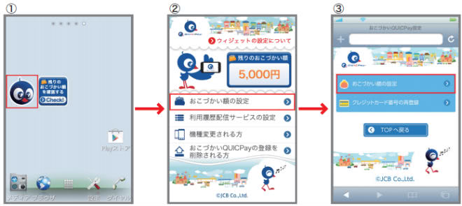 おこづかい金額変更手順①～③