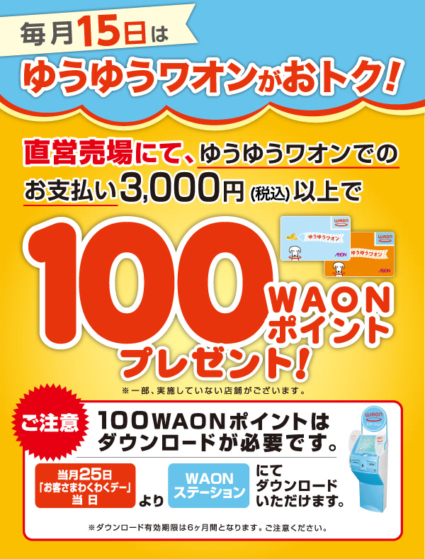 ゆうゆうワオン特典100WAON説明画像