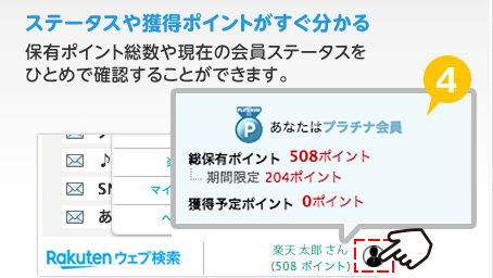 楽天ウェブ検索楽天PointClub会員画像