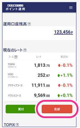 ポイント運用ポイント取り出し説明画面