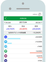 簡単通帳アプリ残高紹介画面
