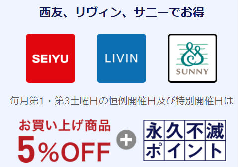 西友・LIVIN5%OFF説明画像