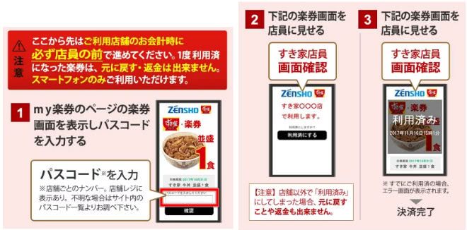 楽券の注意点説明画像