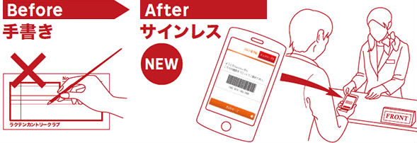 楽天GORAチェックイン受付サイン不要