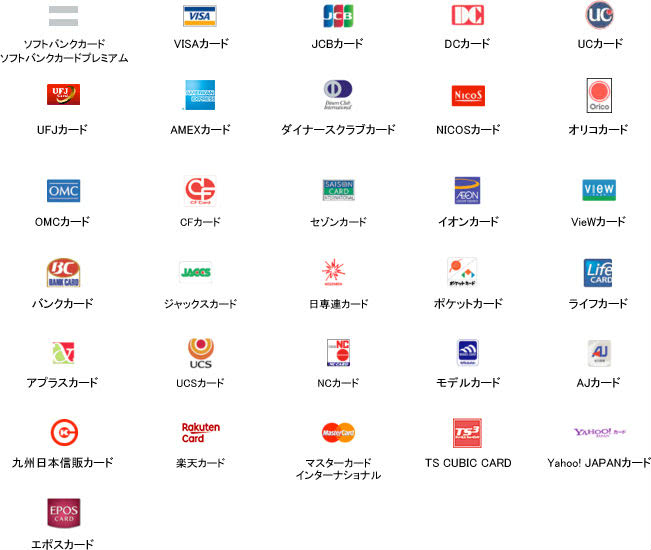 SoftBank決済可能なクレジットカード一覧